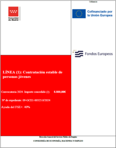 contratación estable de personas jóvenes. subvención